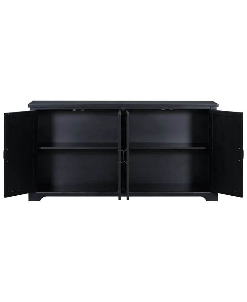 Wooden Sideboard with Pine Doors & Metal Handles