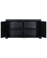 Wooden Sideboard with Pine Doors & Metal Handles