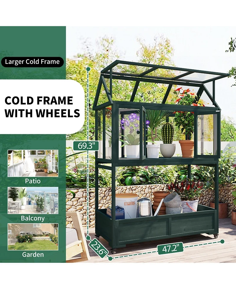 Portable Cold Frame Greenhouse with Wheels