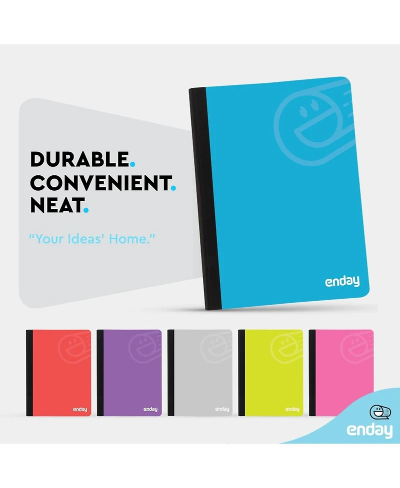 Enday Composition Notebooks Wide Ruled Paper, Hard Cover Notebook, Premium Lined Books, 100 Sheets Notebook