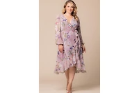 Kiyonna Plus Clara Long Sleeve Chiffon Wrap Dress
