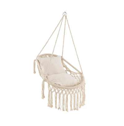 Hanging Hammock Chair with Soft Seat Cushions and Sturdy Rope Chain