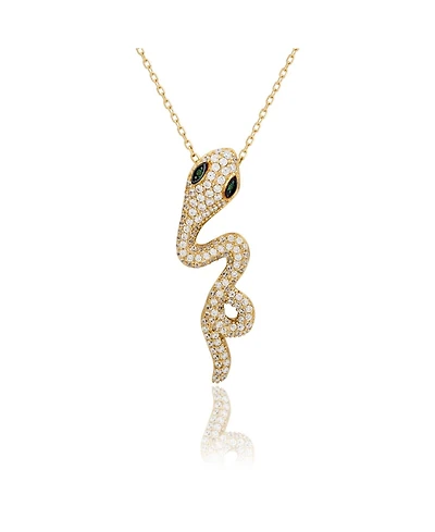 Suzy Levian Sterling Silver Cubic Zirconia Wild Snake Pendant