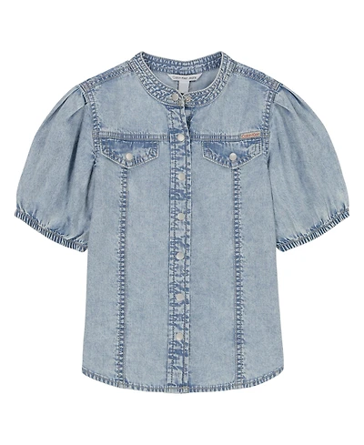 Clavin Klein Big Girls Frayed Denim Shirt