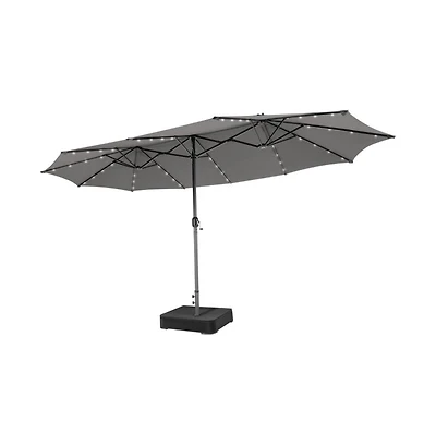 15 Feet Double-Sided Patio Umbrella with 48 Led Lights