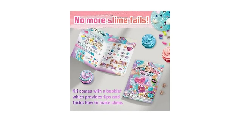 Lovely Slime Maker Kit for Kids - Includes 10+ Pre-Made Rainbow Slimes, Candy Pellets, Heart & Star Molds