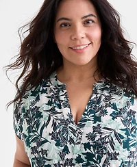 Style & Co. Plus Textured Printed V-Neck Midi Dress, Exclusively at Macy's