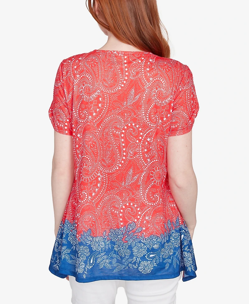 Ruby Rd. Petite Americana Embellished Jersey T-Shirt