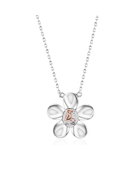 Suzy Levian Sterling Silver Cubic Zirconia Pave Flower Necklace
