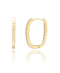 Suzy Levian Sterling Silver Cubic Zirconia Pave Paperclip Hoop Earrings