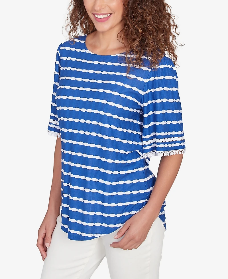 Ruby Rd. Petite Tapered Stripe Textured T-Shirt