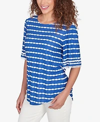 Ruby Rd. Petite Tapered Stripe Textured T-Shirt