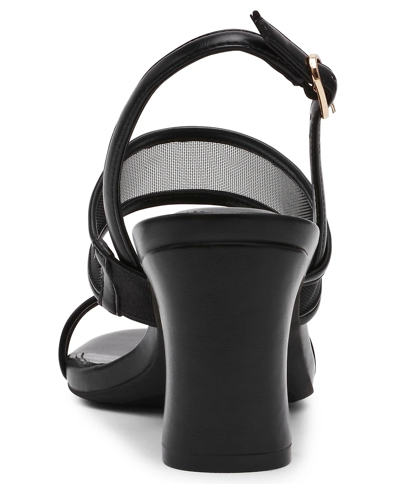Anne Klein Women's Rhonda Mesh Band Block Heel Dress Sandals