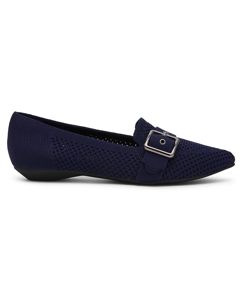 Anne Klein Women's Oakland Buckle Strap Knit Flats