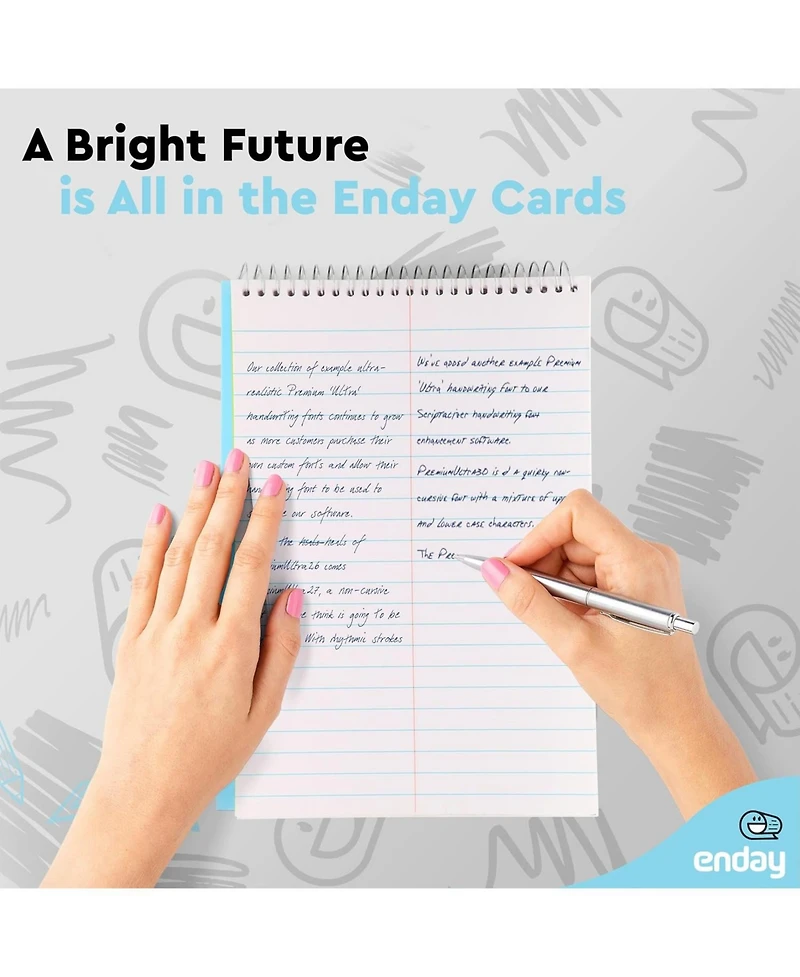 Enday Steno Pads Spiral 6 x 9 inches, Gregg Rule White Paper, 80 Sheets Steno Notebook for writing in Pink, Purple, Green, Blue, Red, Grey, Color May