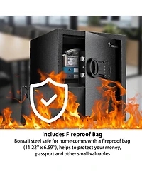 Bonsaii Security Safe Box with Money Bag, 1.28 Cubic Feet Large Document Safe Box for Home, Digital Keypad Lock, Removable Shelf for Money, Medicine,