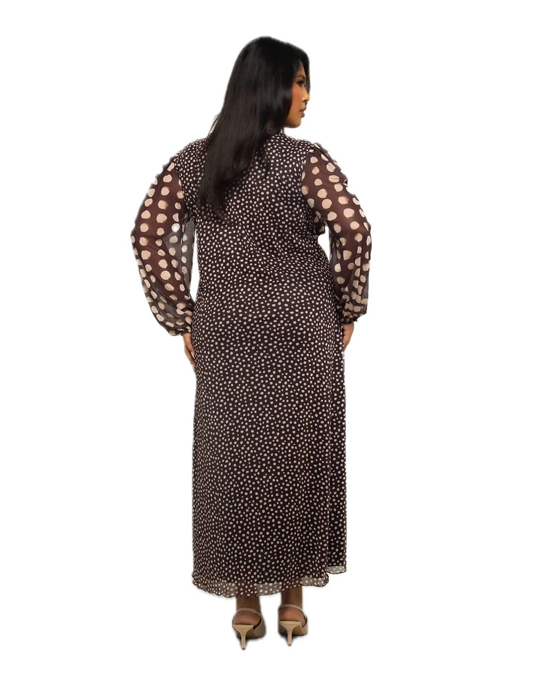 Fashion-szn Curve Women's Polka Dot Mesh Midi Dress