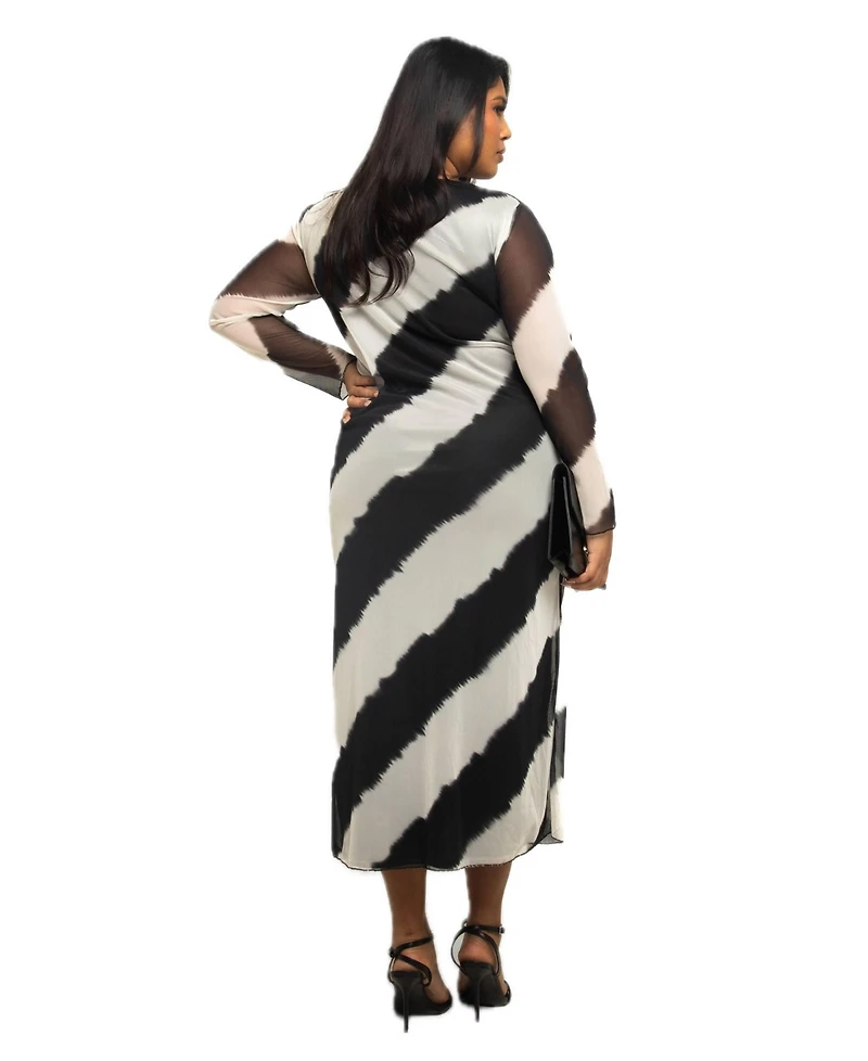 Fashion-szn Curve Women's Monochrome Print Midaxi Dress