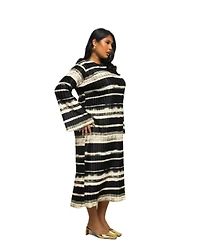 Fashion-szn Curve Women's Striped Plisse Midi Dress