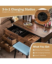 Vanity Makeup Table Set with Lighted Mirror