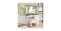Farmhouse Vanity Set with Mirror and 3-Color Lighting
