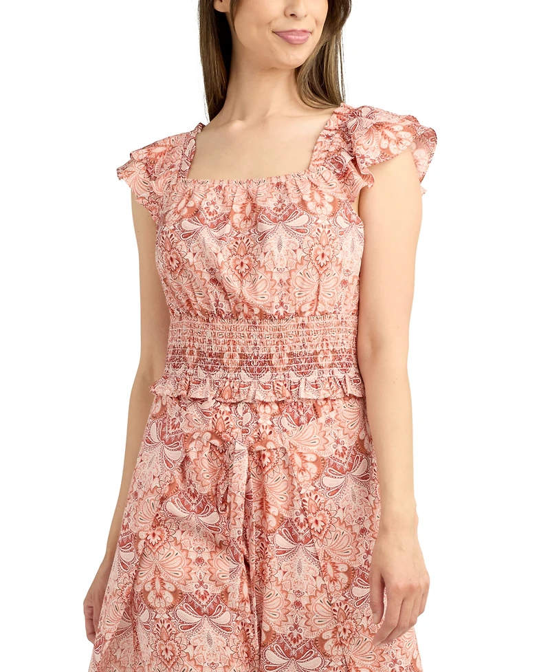 Bcx Juniors' Flutter-Sleeve Smocked Top