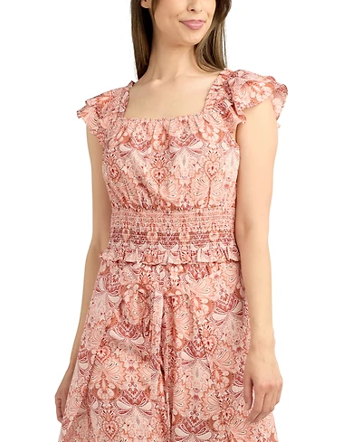 Bcx Juniors' Flutter-Sleeve Smocked Top