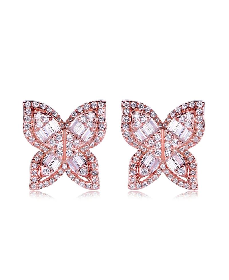 Suzy Levian Sterling Silver Cubic Zirconia Multi-Cut Butterfly Earrings