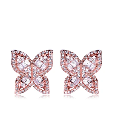 Suzy Levian Sterling Silver Cubic Zirconia Multi-Cut Butterfly Earrings