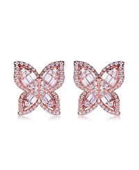 Suzy Levian Sterling Silver Cubic Zirconia Multi-Cut Butterfly Earrings