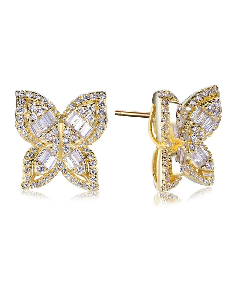 Suzy Levian Sterling Silver Cubic Zirconia Multi-Cut Butterfly Earrings