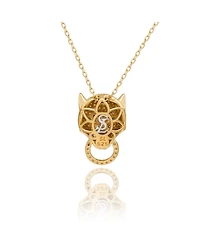 Suzy Levian Sterling Silver Cubic Zirconia Panther Ring Pendant Necklace