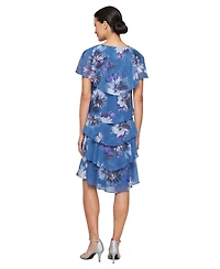 Sl Fashions Women's Short-Sleeve Chiffon A-Line Dress