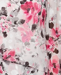 Alex Evenings Women's Chiffon Printed Bell-Sleeve Blouse