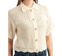 Bcx Juniors' Short-Sleeve Scalloped Cardigan Sweater