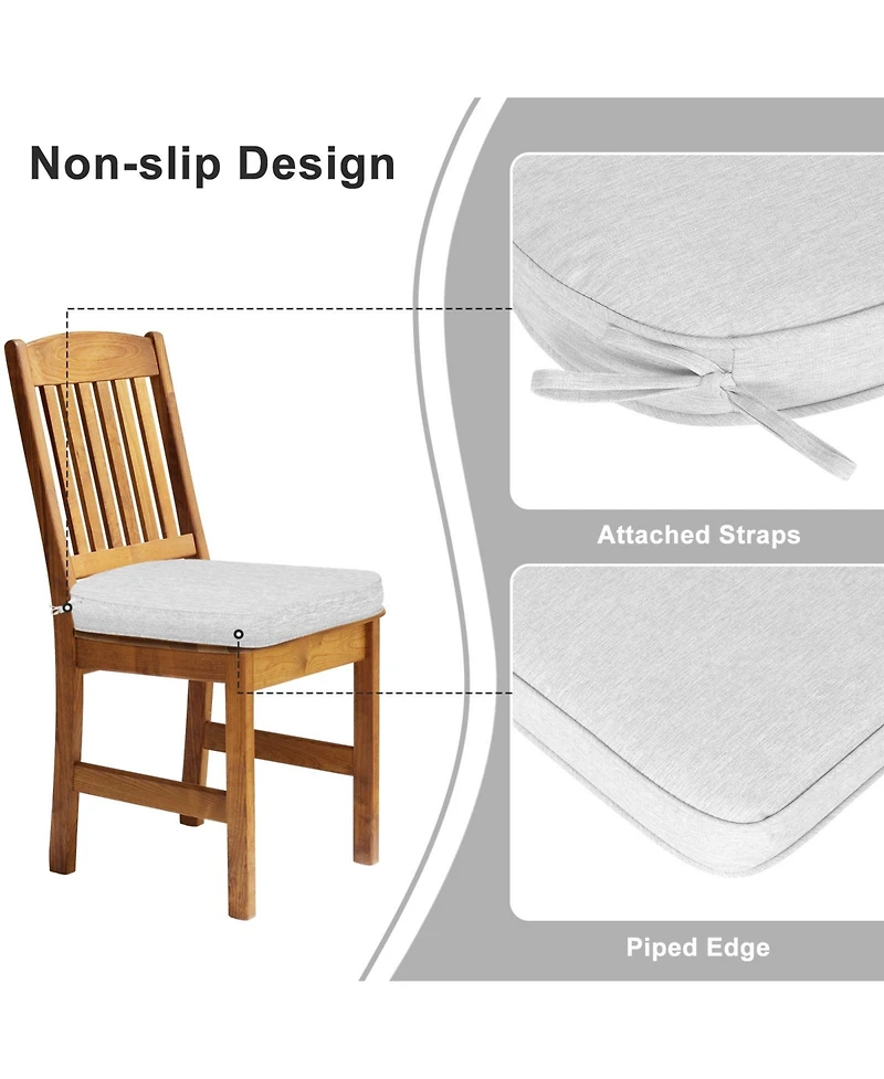 Aoodor Outdoor Dining Chair Cushions Set of 2, Waterproof Patio Furniture Seat Cushions, Pads with Ties, 18 x 19 inch