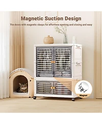 1 Pc Plastic Free Installation Baby Wardrobe Folding Storage Cabinet Multi-Layer Children's Small Wardrobe Household Clothes Storage Box Transparent G