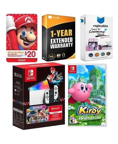 Nintendo Switch Oled Console Mario Kart 8 Bundle with Kirby and the Forgotten Land, Nintendo $20 eShop Gift Card