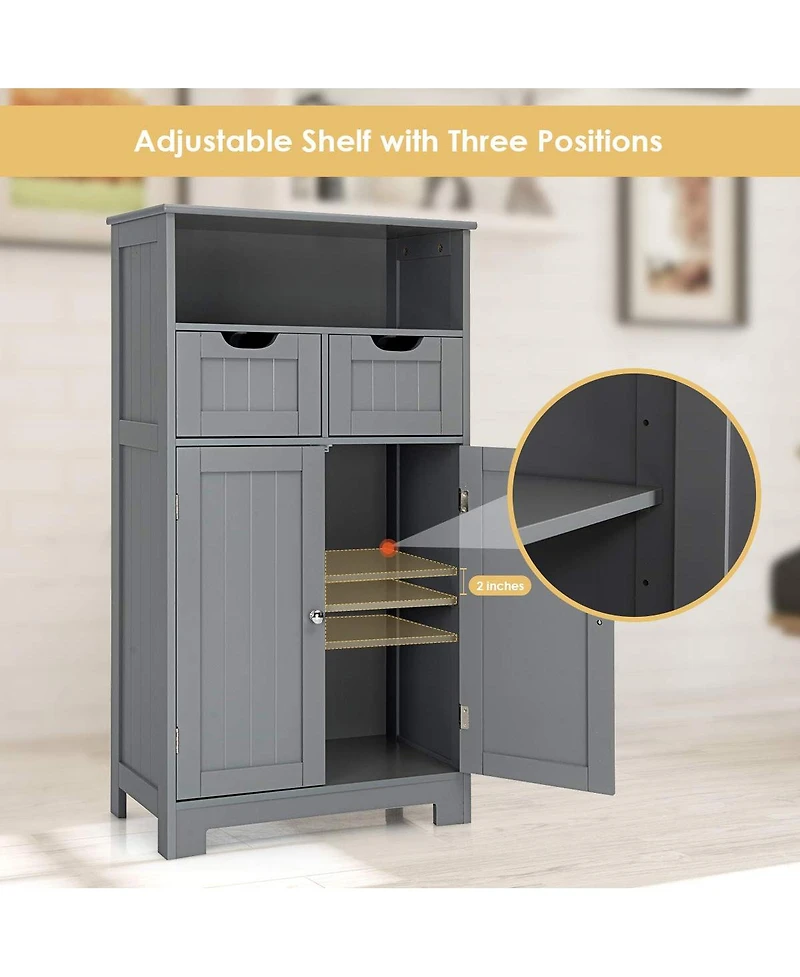 Bathroom Wooden Side Cabinet with 2 Drawers and 2 Doors