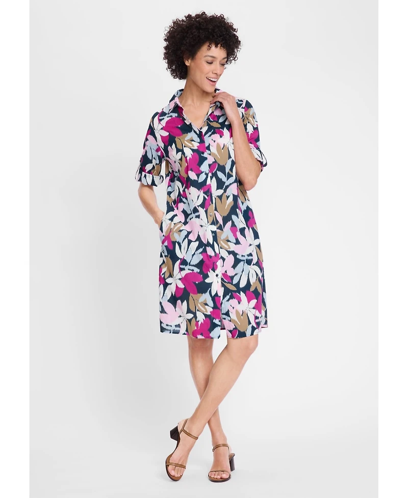 Olsen Women's Leaf Print Shirt Dress