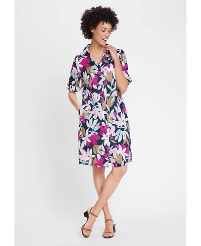 Olsen Women's Leaf Print Shirt Dress