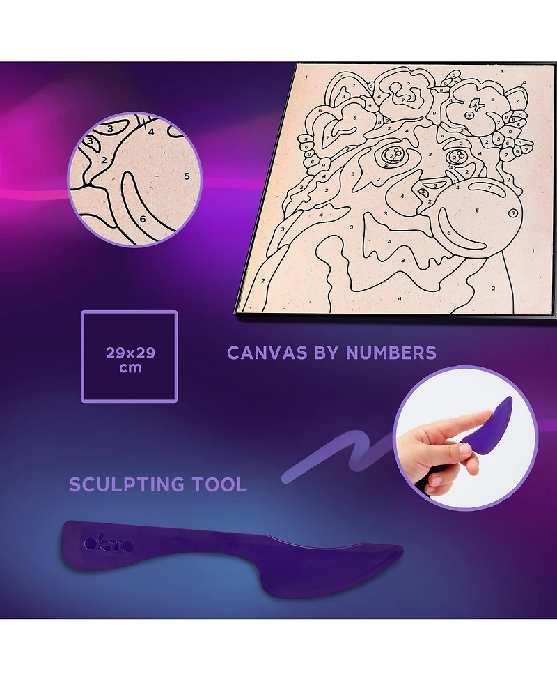 Okto Clay-by-Numbers Kit – “Raccoon” (11.4” x 11.4”)