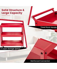 3-Tier Utility Cart with Steel Frame and Four Wheels