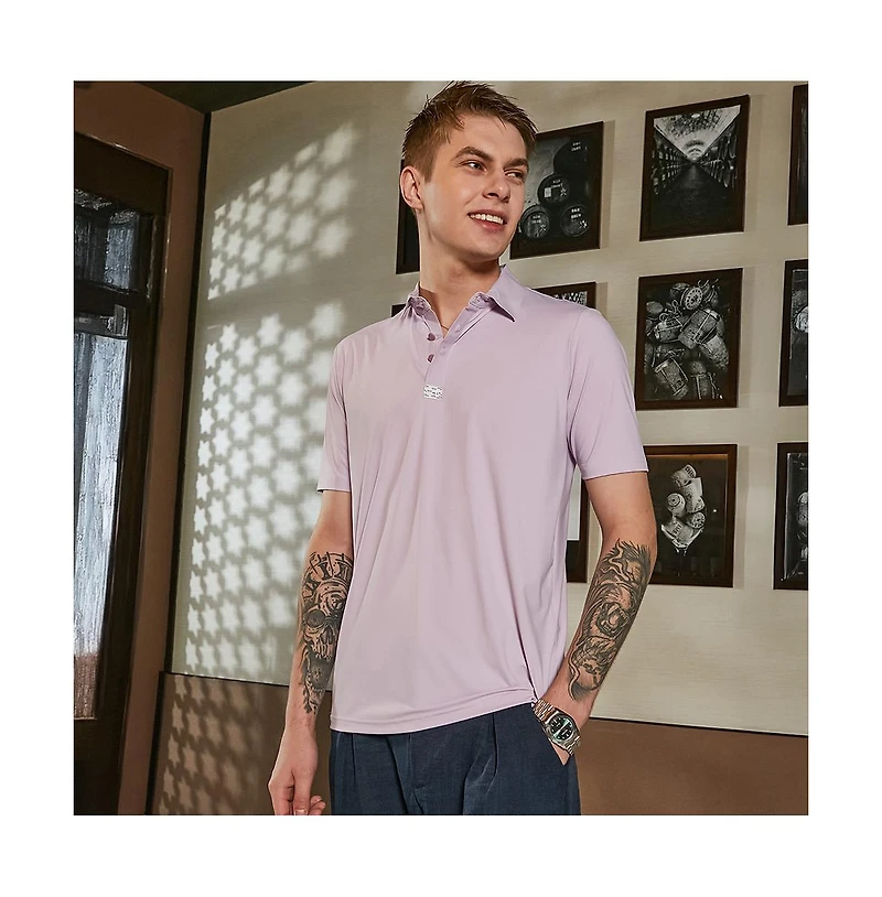 Campus Sutra Men's Lilac Seamless Solid Polo T-Shirt