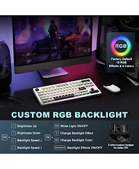 Yunzii YZ87 75% Gasket Mechanical Keyboard, Tkl Wireless Hot Swappable Bluetooth Gaming Keyboard with 4-Layer Padding, BT5.0/2.4Ghz/Type-c Nkro Rgb Ba