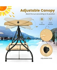 Gymax 3-Seat Outdoor Converting Patio Swing Glider Adjustable Canopy Porch Swing