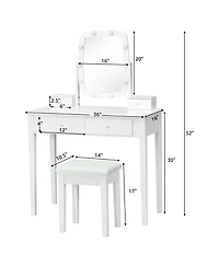 Vanity Table Set with Lighted Mirror for Bedroom and Dressing Room