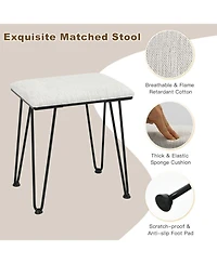 Vanity Desk with Mirror and Lights for Bedroom