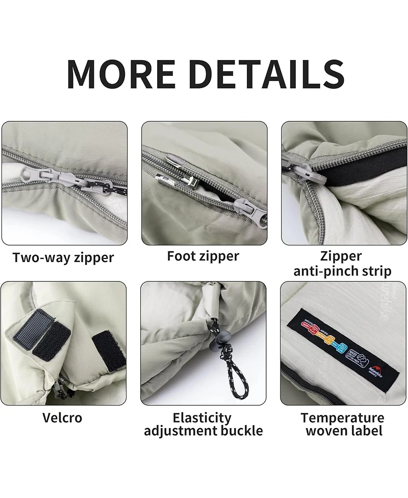 Naturehike Sleeping Bag for Adults with Hood, Hollow Cotton Sleeping Bag, Waterproof Spliceable Sleeping Bags for Camping, Hiking