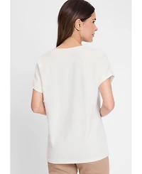 Olsen Women's Seersucker V-Neck T-Shirt